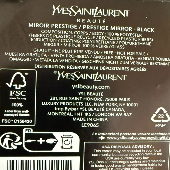 Yves Saint Laurent Beauty Square Compact Pocket Mirror Black New - Picture 14 of 14